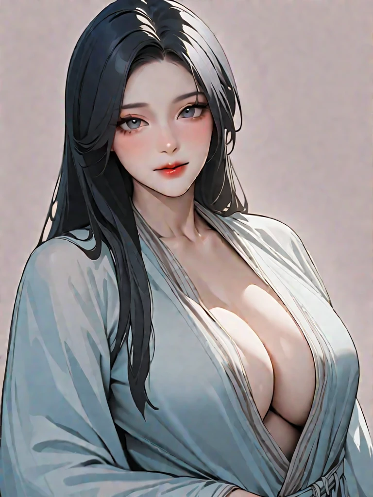 (（（Perfect body,（（（Ping Ping）））,（（（Black long hair））），((masterpiece)),high resolution, ((Best quality at best)),masterpiece,quality,Best quality,（（（ Exquisite facial features,Looking at the audience,There is light in the eyes,Smile））），From below，Looking up）））,（（（Light and shadow,Huge breasts，）））,（（（Looking at the camera,White background,)））)