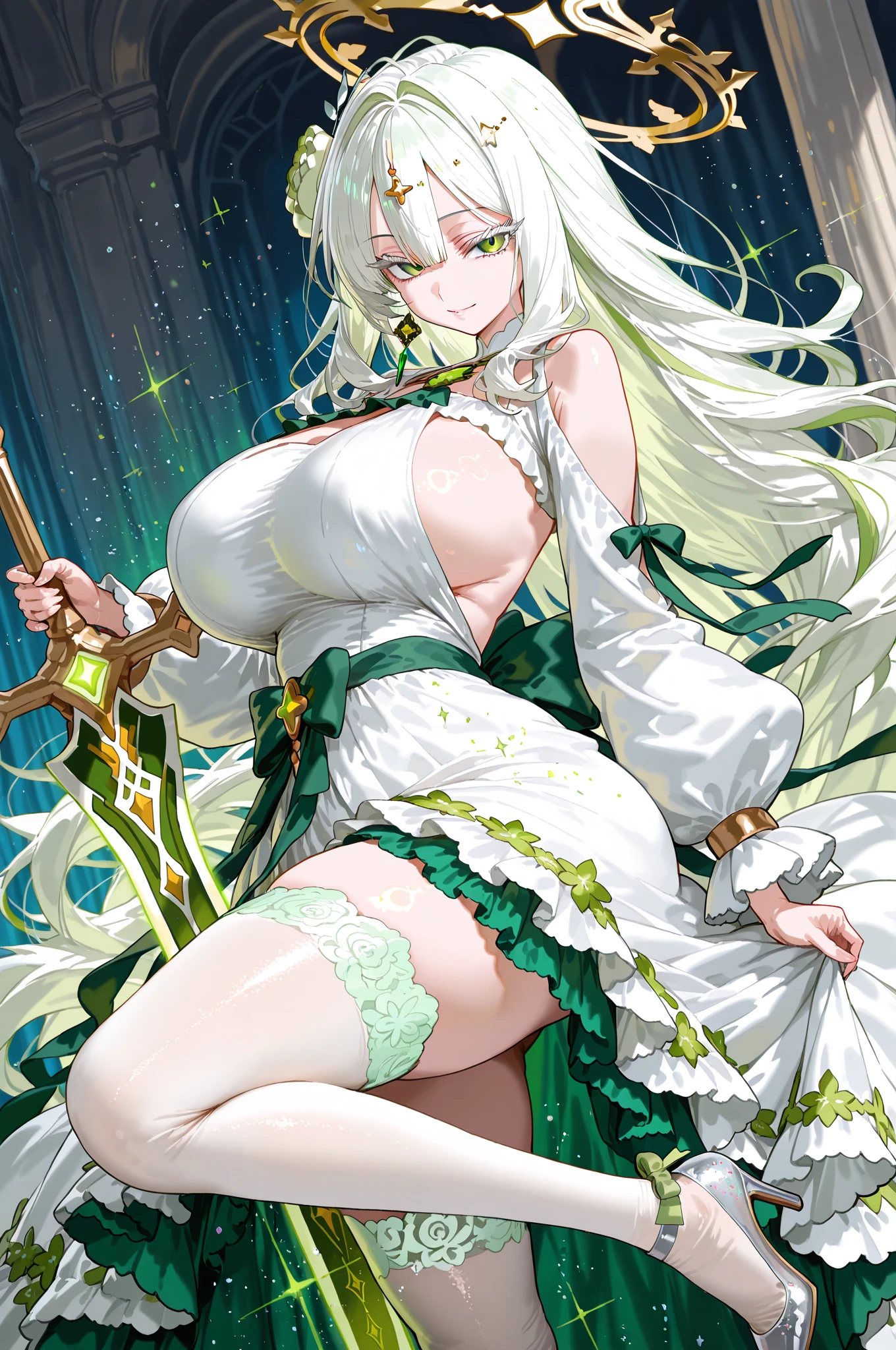 gran calidad ++ Extremely detailed high resolusionolution, very aesthetic, ojos expresivos, (((Cara perfecta))), (((face symmetrical))), ((good anatomy)), (((manos perfectas))), (((8k))), UHD, Fondo de pantalla HD, (((alta calidra detallada, (((((1girl)))))), solamente, Obra maestra, La mejor calidad, high resolusion, Altamente detallado, (illustration), hermosos ojos detallados, (((combatant))), (((1girl))), ((((cuerpo completo)))), (((((((illyasviel von einzbern)))))), (((princess_celestia))), ((((forma humana)))), ((princesa celestia humanizada)), Celestia, Celestia de My Little Poni, celestia en forma de milf, Cabello largo y ondulado, (((Ojos rojos))), (((strapless tube dress))), (((purple heart promise))), (((white dress))), (((milfication))), (((mature female))), (((big breasts))), (((orejas blancas de pony))), (((Dedos detallados))), (((alas blancas de angel))), (((cuerno dorado de unicornio))), Dedos precisos, Manos no antinaturales, strange eye, columnas griegas, exterior, hermoso bosque majestuoso, hojas de parra rodeando las columnas, arbustos de flores por todas partes, cielo despejado, bright sunny day, water lilies, bosque celestial,
