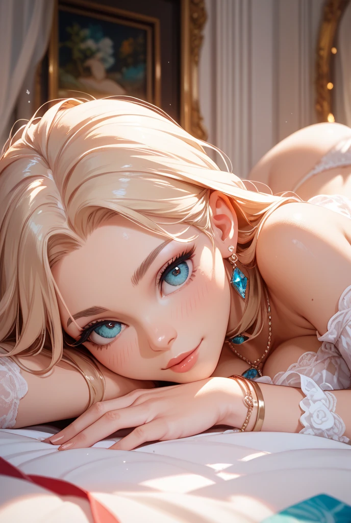 blue eyes, (Highest quality, masterpiece painting:1.3), Immature woman, 16 years old, (Half Body Shot), masterpiece, Ultra-high resolution, (Photorealistic:1.0), Golden Hair, Straight hair, Beautiful and shiny hair, White and glowing skin, ((Ultra-Realistic Details)), Octane Rendering, Highly detailed face, (Big Breasts:0.8), ((Heart with both hands:1.0)), She wears a stunning outfit inspired by the Belle Epoque style, A flowing golden dress decorated with lace and ribbons, (clothing: Gold Belle Epoque dress with lace and ribbons),Cleavage, Perfect body, Soft Skin, Anime Face, Perfect Face, Perfect Eyes, Looking at the audience, Smart, Snow Scene, ((it&#39;s snowing)), ((Great night)), ((Outdoor)), Sharp focus, Intricate details, Professional artwork, (Bright colors:1.1), Bright colors, diffused Lighting, Digital Blending, Ultra high definition body, Super detailed hair, Highly detailed face, that&#39;that&#39;Trending on pixiv, Open the top button, Cute gaze, Compensate, Perfect Lips, perfect Compensate, Ultra-precision coating,  (Light_smile:0.8), (Very embarrassed:1.2), Blushing your nose,、Perfect body、1 female