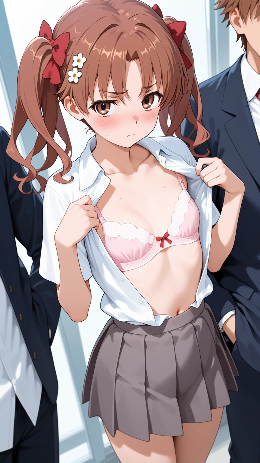 {{{masterpiece}}}, {{{best quality}}}, {{ultra-detailed}}, {illustration}, {{an extremely delicate and beautiful}}, 8k, nsfw, BREAK, toyama kasumi(BanG Dream!), cute face, brown hair, cone hair bun, star hair ornament, medium breasts, thin waist, big hips, curvaceous, {school uniform}, {Hanasakigawa Girls' Academy High School Uniform(Winter clothes)}, neck ribbon, red ribbon, brown dress, white sailor collar, brown shirt, double-breasted, long sleeves, brown skirt, black socks, loafers, brown footwear, BREAK, NSFW, girl with anime face is fucked by a man, A man and a woman are having intense sex that drives them crazy, ((1man and 1woman, having sex)), (SEX:1.5), (reverse suspended congress:1.3), Carrying Sex, Rear cowgirl position, {{{penis into pussy}}}, stomach bulge, hetero, sex with men, nipples, elongated penis, veiny penis, testicles, sex from behind, open vagina, clitoris, nail, {{{grab thighs}}}, spread legs, {{open vagina, spread pussy, pussy, clitoris glans, urethra, vaginal opening, labia minora, uterus, smooth pussy}}, taking off clothes, open clothes, Open shirt, breasts, nipples, lift up skirt, blush, open mouth, embarrassed, naughty expression, raise your legs, M-shaped spread your legs, {{{uncensored}}}, Handsome young man, interracial, netorare, hug behind, male body