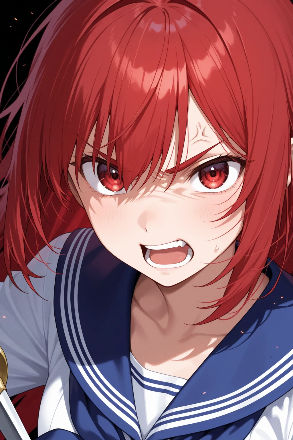 (masterpiece, best quality:1.2), 1girl, solo,penis_shadow, face closeup, scared, shocked, from above, look at viewer, penis_shadow on face,nurse suit,restaurant