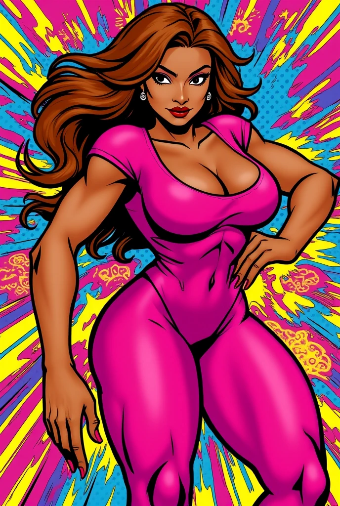 bodybuilder, <lora:fitnessBabes-fC-v1.0a:1>, comics style, analog style, illustration, lineart, cropped sweater, midriff, sweater, 1girl, detailed face, hanging laterns, illustrated
