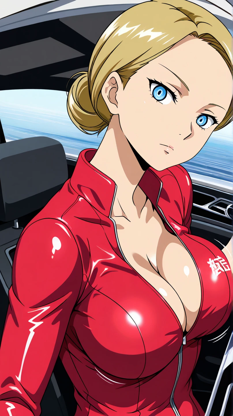 Best quality, masterpiece, ultra high res, 1girl, sexy, in the dark, deep shadow, low key, cold light, milf, dynamic light, cinematic lighting, cinematic lighting, down blouse, mature woman, middle parted hair, nsfw, natural breast, upper body, milf, nsfw, scarlet, final fantasy, blonde, face closeup, face detail, red lips detail, white background