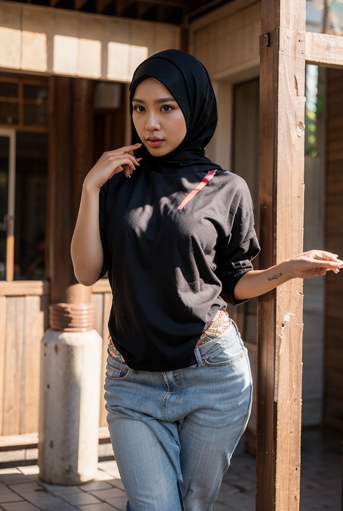 masterpiece, (ultra-high-definition portrait:1.4), Realistic, extremely detailed, CG unified, 8k, wallpaper, highly detailed, High-definition, raw color photos, professional photograpy, Realistic portrait, Cinematic Light, Beautiful detailed, 1hijabgirl in, (165cm tall, big breasts with very very tight clothes:1.5), Beautiful big breasts, breasts details, very tight, (smile, looking into the camera:1.2), (Fine face, a close eyes with an open mouth:1.4), Close up of a girl in Beautiful clothes with wide open front, scarf, (Beautiful Tight Clothing with curvaceous body:1.5), open chest wide, ???????, No bra, (nipples that are clearly sticking out detail:1.2), Outdoors, high intricate detailed, float, cum on, Sense of truth, beautiful landscape forest, sexy lighting,