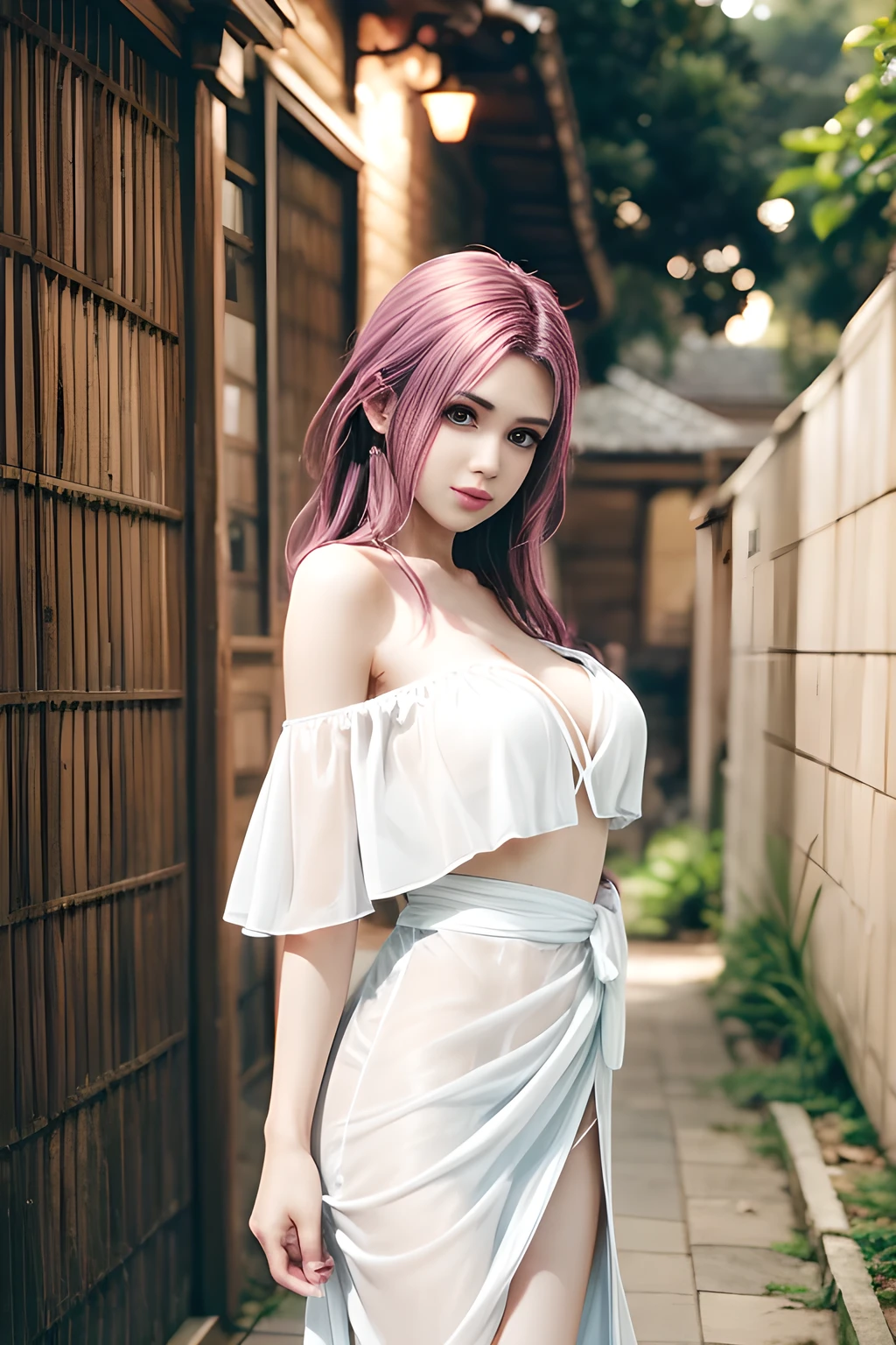 Desaturate Hue, 流行超Realistis,1 girl,Vampires, Elise,(Wear red and blue color style; floral lace layered skirt),jewely,Tattooed with,Redlip,(Glossy glossy skin:1.4),鎖骨,gigantic cleavage breasts,during night, full_themoon, As estrelas,(tmasterpiece:1.5), (Best quality at best:1.35),(Realistis:1.4), detailed,8K，computer graphics image processing,detailed头发,,Expressive eyes, s the perfect face, real fingers,depth of fields,Similar colors,a warm color palette,softlighting,low-contrast,hard shadows,full body,