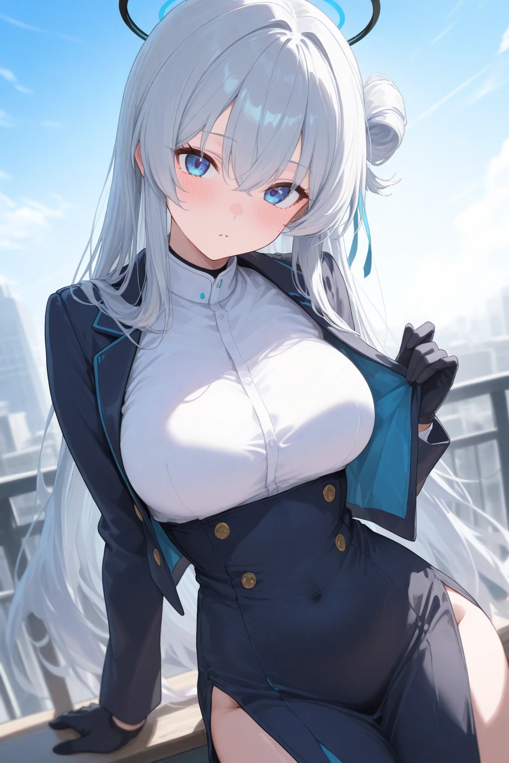 Anime girl posing on street with blue hair and top hat, Guweiz in Pixiv ArtStation, Guweiz on ArtStation Pixiv, seductive anime girls, trending on artstation pixiv, Guviz, Best anime 4k konachan wallpaper, small curvaceous loli, Guviz-style artwork, Detailed digital anime art