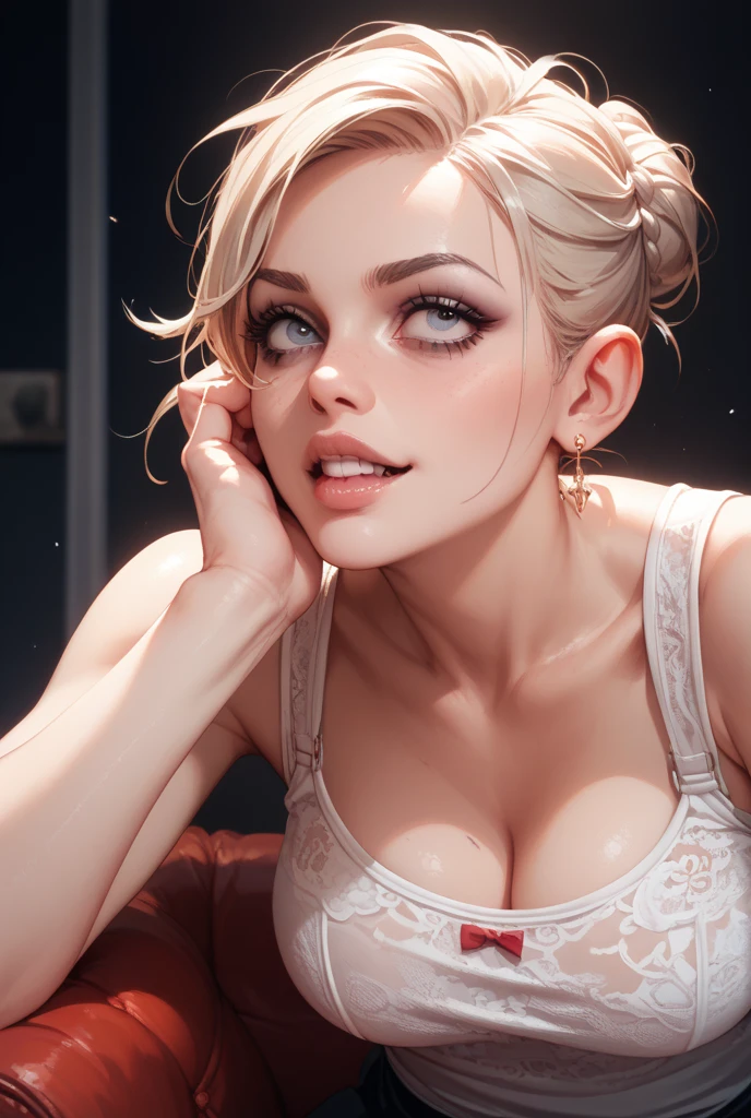 High quality, High accuracy, Masterpiece, Intense focus, Realistic pictures, Raw images, Cinema lighting, Realistic pictures لنساء جميلات بشكل مذهل بدون مكياج, Highly detailed light hazel eyes, Realistic symmetrical detailed face, Highly detailed natural textures, Peach fluff, Untidy hair, Very detailed, the tiny details, Rich colors, Highly realistic textures, Dramatic lighting, Watching the scenes, hazel eyes, puffy lips