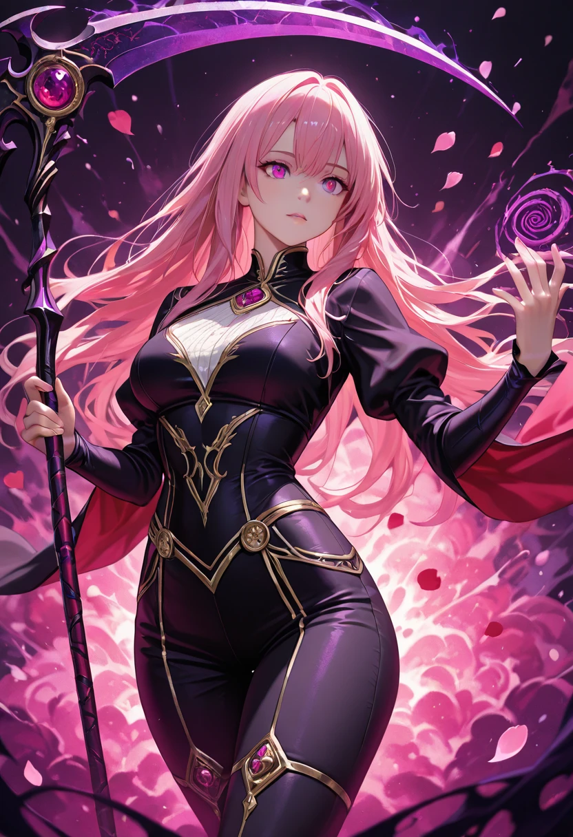 Dark Flower X wears a black leotard with a pink flower in the center. There is also a cape attached to the outfit with a pink inside. Her head is half covered by a mask decorated with a large red and yellow flower and a red X in the center. Her flower is also painted dark red and there is a dark red spiky circle painted around her eye.

Dark Flower X often carries an orange flower shaped weapon which she uses to do her evil misdeeds. SPARKLE; GLITTER