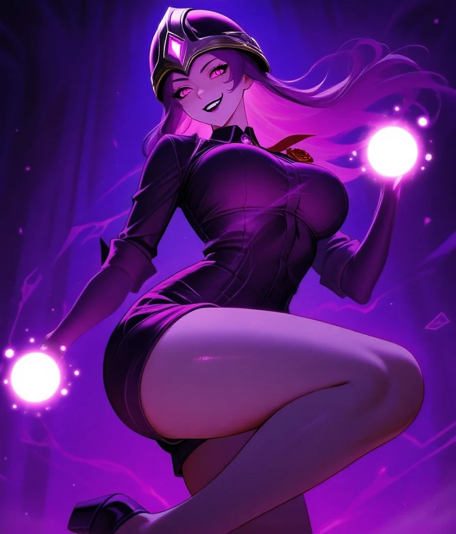 ""((thicc and curvy)), ((solo girl)) ((better quality)), full body, anthrophomorphic female pony, rose skin,garnet eyes pulpils, black sclera, malicious smile expression, unicorn horn and long ruby hair, goddess scarlet madam dress, currant belt, dark mandam long gloves, dark socks, flying pose, (((space background)))