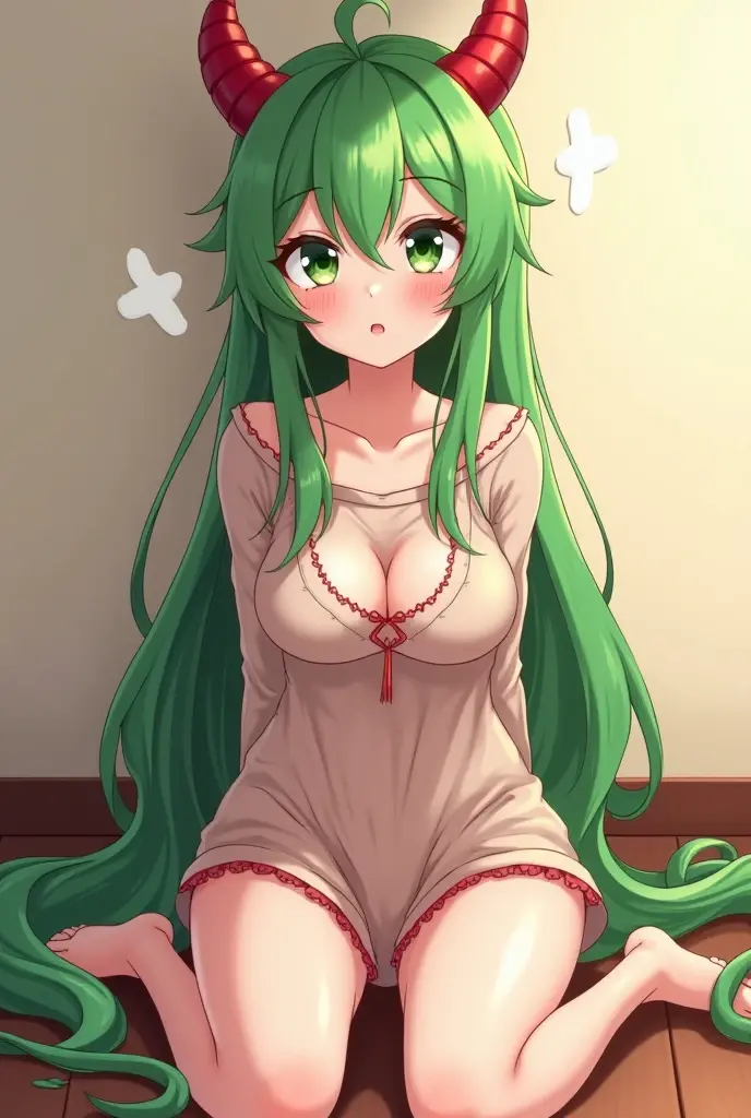 masterpiece, best quality, 1 girl, solo, kirlia, green hair, red eyes, white dress, green skin, avoiding eye contact, in a bar, use both hands to lift her skirt and show her underwear, underwear, lifting her skirt with her hands panties, red panties, tight panties, blush, shy smile, high detail, zenematographic lighting, large female breasts,  rounded breasts, wide neckline.