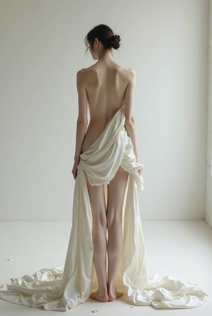 Human version of the Venus de Milo wearing transparent clothing