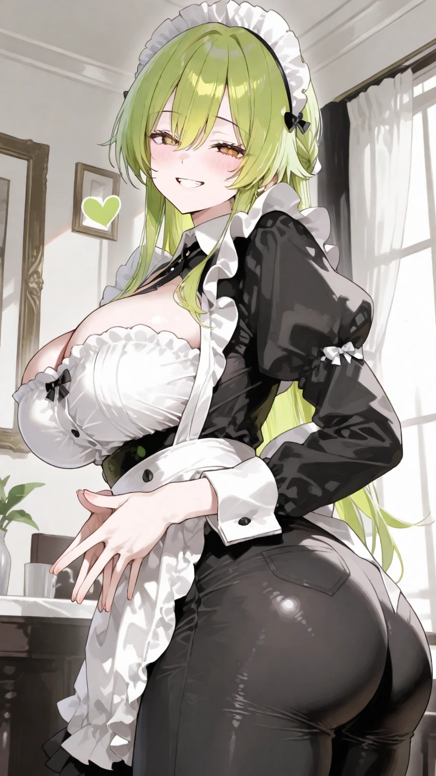 (((see-through Shiny glossy high leg leotard,, thigh-high socks,See-through long gloves))),Rough breathing, sweaty body,Blushing, looking shy and glaring at me,Heavy breathing,saliva, sweat, Sweaty and wet all over,((Perfect body,))((Super beautiful,))((High quality,))pov, Looking at Viewer,gigantic breast,on the bed,nsfw,((Parlor Dragonmaid,yu-gi-oh!,,green hair,horn,maid))Smile,