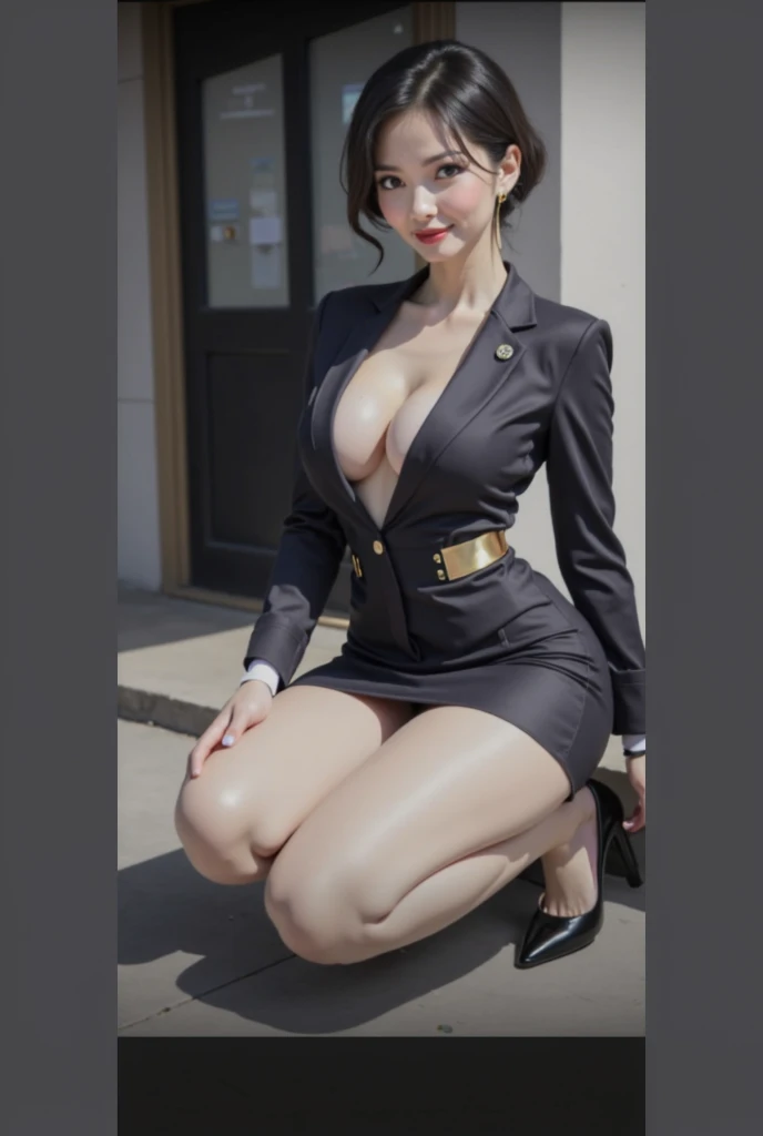 masterpiece, best quality, very aesthetic, absurdres, braless, no bra, full body shot, miniskirt police uniforms, 1girl, tifa lockhart, final fantasy
