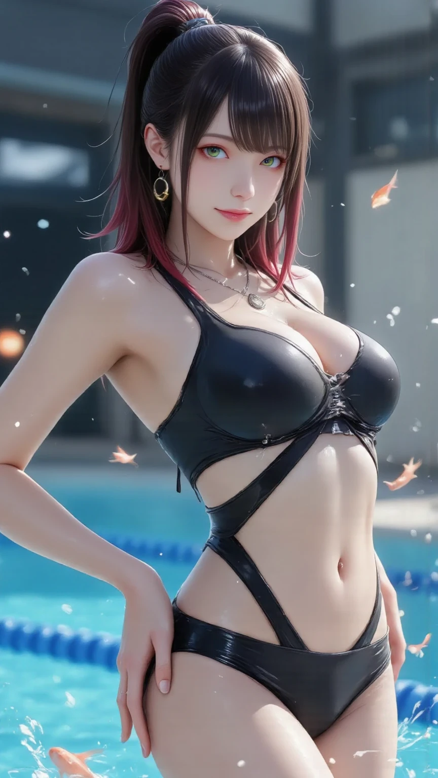 1 girl,Alice,(Fishing net bikini, stockings),outdoor,jewelry,grace,(((red lips))), Lips slightly open, clavicle,(huge breasts),((8k, original photo, top quality, masterpiece), HD RAW color photos professional close-up photos, (actual, photorealism: 1.37), (best quality),8k,soft sunshine, Fabric luster,alone,