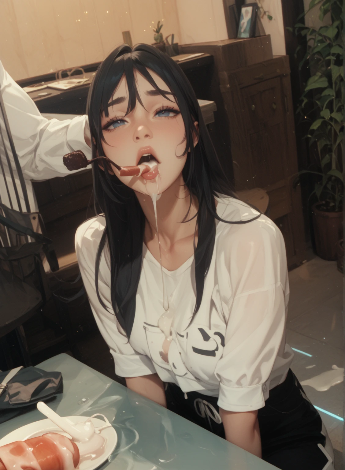 hanekawa tsubasa、eye glass、Braids、A dark-haired、large boob、fullnude、 (Black hair, Brown eyes, Round face), Colossal tits, With ribbon, (nose blush, Naughty, half opened eye, Drooling),, [Full body shot]、BDSM、Plenty of love juice、pale pubic hair、Wearing a black dog collar,Full body shot,body piercings,Large open legs、eye glass、Hands tied above the head、Head-to-toe shots、Hand flail、fetters、Squirting、spout、There are a lot of them all over the body,Colossal tits、Soak up the bright sunshine under the tropical sun、The udder is squeezed out with a rope、slightly turned to the side、The lower back is cramping up and down、Chest is bobbing up and down、Crying in pain、お漏らし、A dark-haired、facing back、Illegal occupation in downtown areas、、