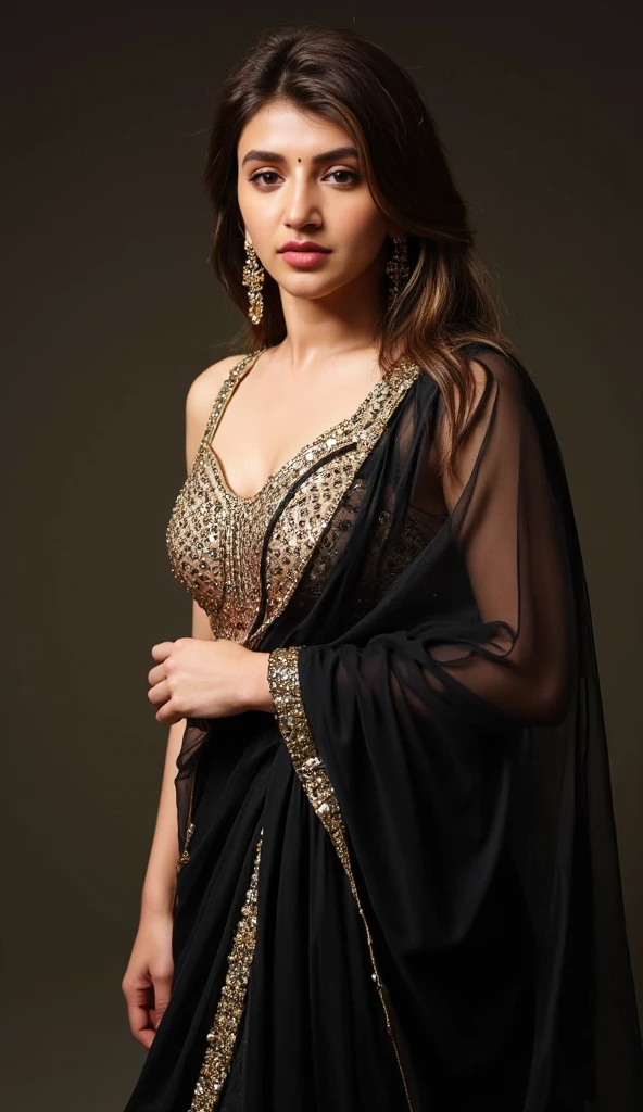 22 year,indian amber heard lookalike bhabhi in black saree
