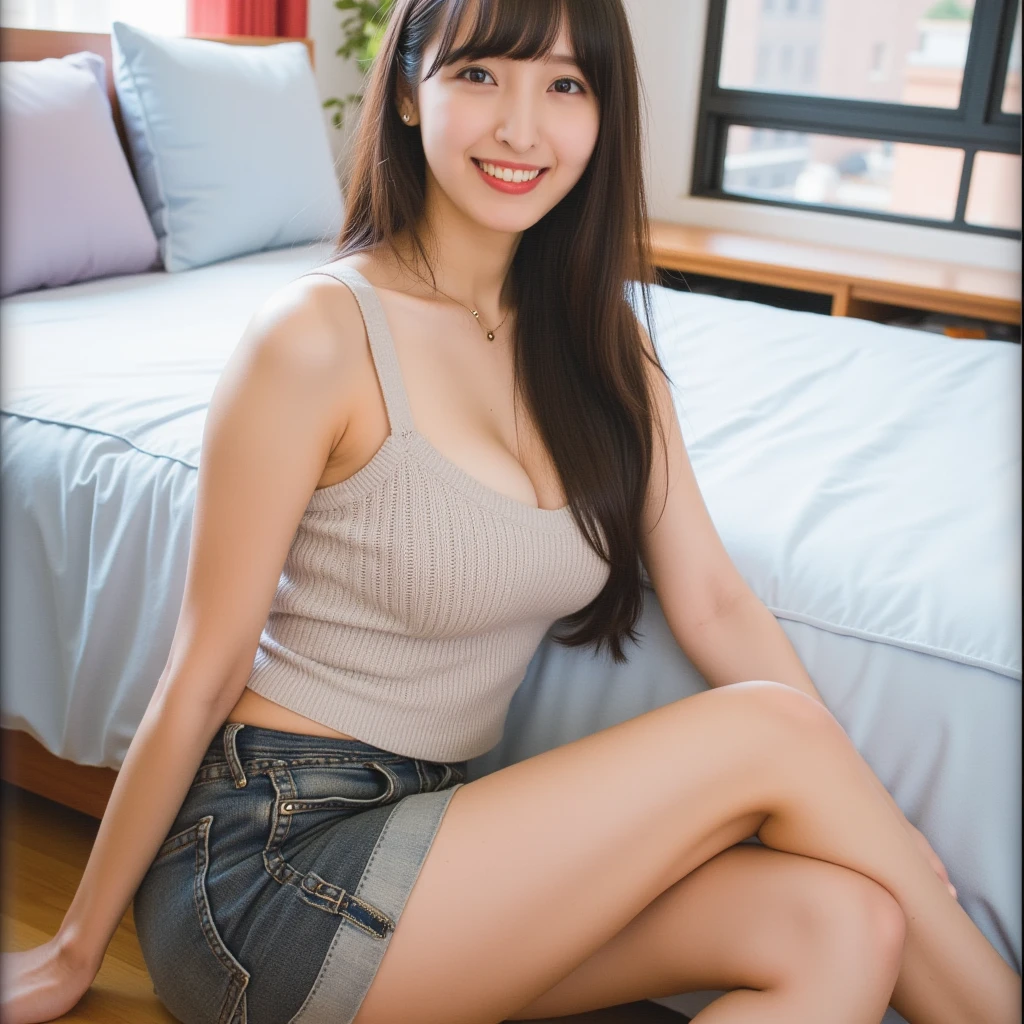 Grey shorts、(Highest quality)、((Extremely detailed))、4K、(8K)、masterpiece、Super fine、Highest quality、Super Resolution、One person、Kind Face、Soft Light、born々New quality、Soft Skin、Heel、163cm、Garden Terrace