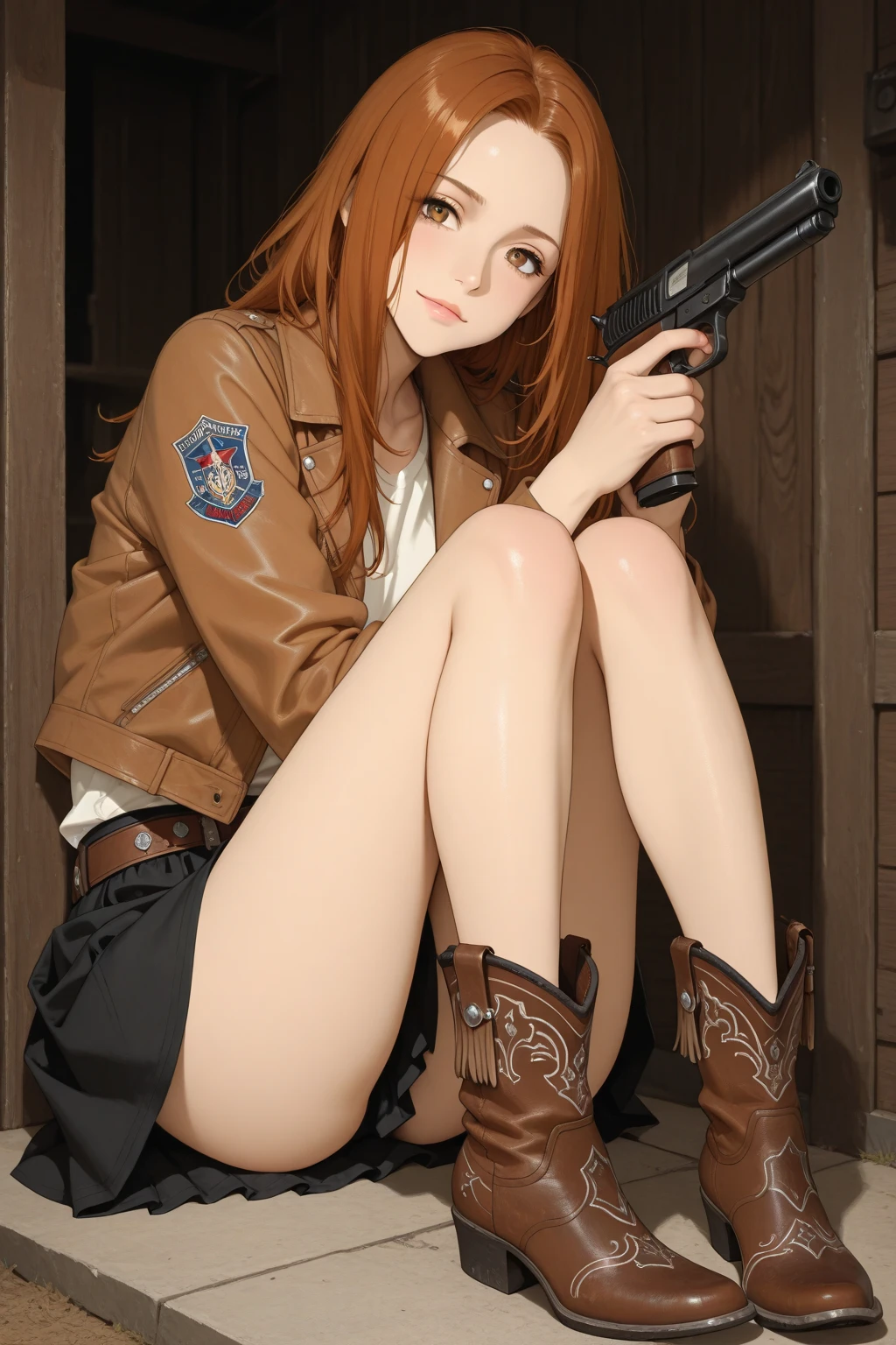 (((One beautiful woman:2.0))),(((NSFW:2.0))),((Nude:2.0))),(((Naked Gemini Sunrise:2.0)),(((Wearing a gun belt:1.8))),((Wear a watch on your wrist:1.9))),((Blushed:1.8)), Beautiful detailed girl, Very detailed目と顔, 緻密でBeautiful Eyes, Very detailed, High resolution, Highest quality, masterpiece, Very detailed, 8k wallpaper, wonderful, finely, Highest quality,(((Standing in front of a wooden wall:2.0)))),Beautiful Eyes,(((Above the knee shot:1.5))),(((Depict the whole body:1.9))),((Drinking whiskey:1.4)),(((Place your hands on your chest:1.5))),(((Strong drunk:1.8))),(((Crying hard:2.5))),(((Are standing:1.2)))