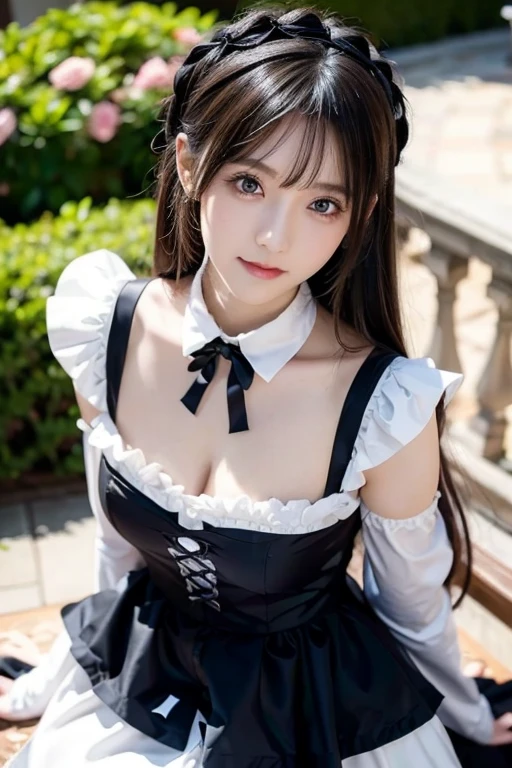 (((masterpiece))), (((Highest quality: 1.4))), ((Very detailedな: 1.4)) , Urzan-6500-v1.1, (RAW Photos:1.2), (Realistic), (See through:1.3), (masterpiece), (Genuine:1.4), Very detailed, Sharp focus, tensura:bright valentine、一人のbeautiful女性, ((beautiful, Shiny silver particles、Detailed face、((Right eye is red、Bright blue left eye))、Gothic Maid Outfit、Knee-high socks、