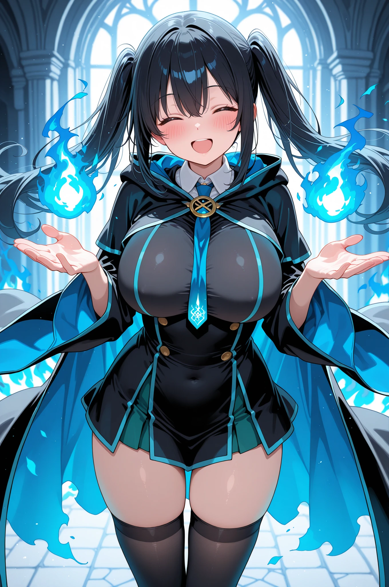 (Best quality, 4k, highres, masterpiece:1.2), ultra-detailed, realistic, anime, studio lighting, physically-based rendering, shiny glasses lenses, sharp focus, vivid colors, bokeh, short dark hair, dark skin, (huge breasts:1.3), closed-mouth expression, wearing ultra mini clothes, revealing clothes, show off her body, a lot of bar skin, one girl levitating, giant glowing orb held with both hands, two smaller glowing spheres orbiting around her.