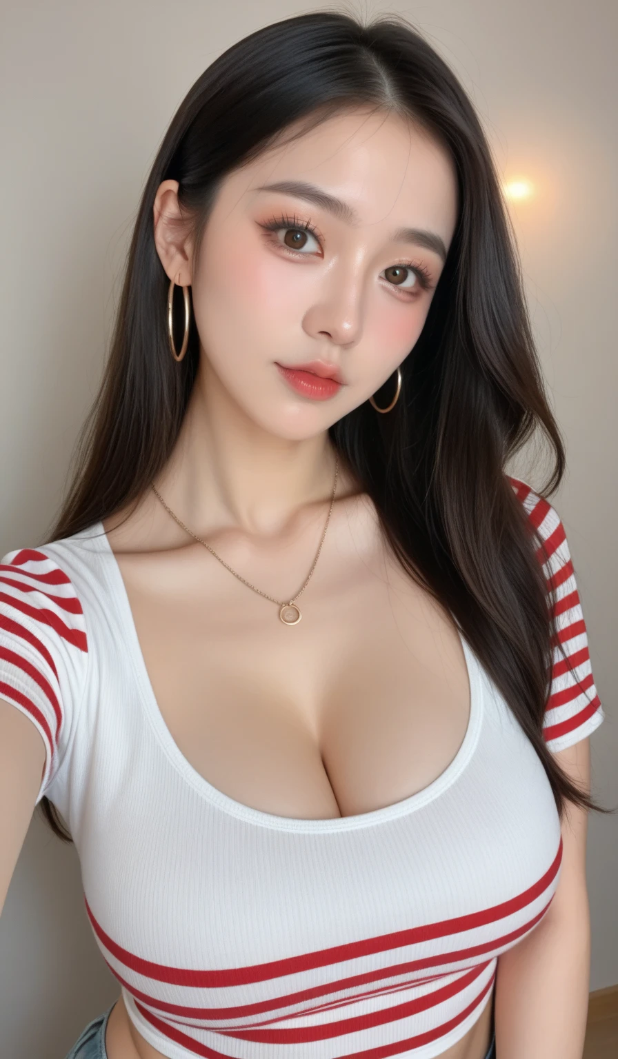 1 girl, girl with hero costume, hero, beautiful, muscle, big breasts, unified 8k wallpaper, super detailed, necklace，aesthetic, earrings，masterpiece, best quality, lifelike， huge nreasts，Japanese beauty，，updo hair，