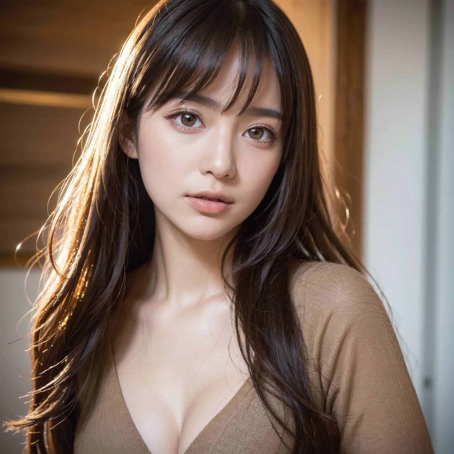 best quality, face focus, soft light, ultra high res, (photorealistic:1.4), RAW photo,
1japanese girl, solo, cute, (pupil, lights in the eyes), detailed beautiful face, (small chest),(high resolution detail of human skin texture),
(long hair),
indoor,
Damask Shirt Dress,
(portrait)