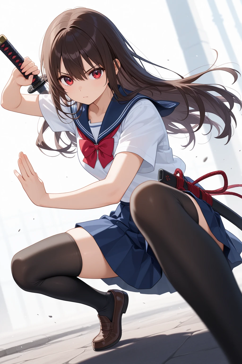 (Official art、Best Quality、Unity 8k Wallpapers、32K、 masterpiece、ultra-detailliert、High resolution,Perfect Anatomy:1.3),(natural soft light:1.2),Detailed beautiful face and eyes,cowboy shot,(focus 1woman,solo),18-year-old beauty、japanes, master of success:1.5、black hair,long hair,blunt bangs,black eyes,tearful:1.5,(smaller head:1.4, ideal ratio body proportions:1.5,skinny:1.2,t small breasts:1.2,sweat:1.3),(School uniform:1.3、shortsleeves、a sailor suit、pleated mini skirt、Fighting Gloves:1.5)、lost the battle,((lying:1.3,spread legs:1.5、red bruise from being beaten:1.3)),Loafer shoes、outside of house、on the road、