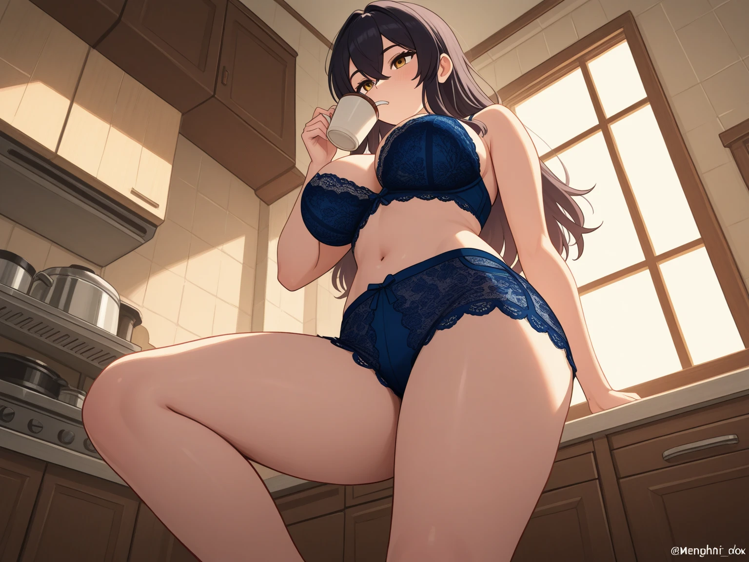 woman,Huge breasts,Huge breasts Huge breasts,とても唇が赤いHuge breastsを強調,Big Ass,Narrow waistLong legs,Green Eyes,
Huge breasts,Huge breasts, Huge breasts,とても唇が赤いHuge breastsを強調,Big Ass,Narrow waist,Long legs,
Greenish blue eyes 8k( A sloppy smile:1.5)Faces we want prank faces 8k(Anime style face:1.5) Acme is good at depicting faces,A face feeling orgasm,The expression of orgasm, sweat flying 8k(Purple underwear,Purple bra,Purple panties:1.3)8k(holding a coffee cup with coffee in it:1.3)Sitting in a chair