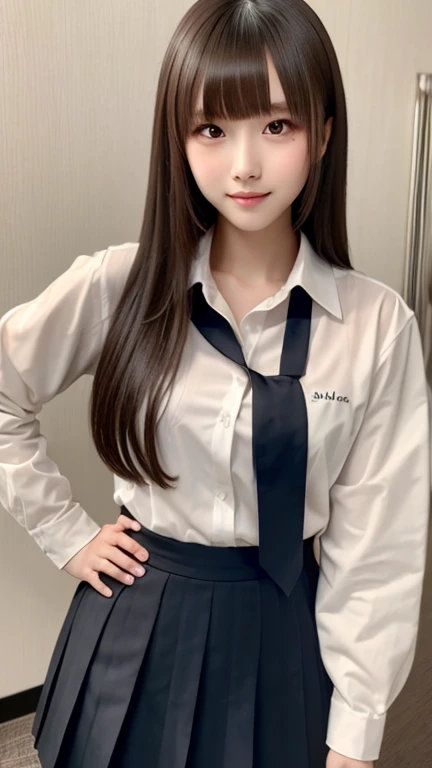 shake her hand、thin脚、ponytail、extraordinary beauty、cute face、best smile、cute smile、frontage、thin、straight hair、School、Ulchan-6500-v1.1, (Raw photo:1.2), (Photoreal:1.4), beautiful detailed girl, very detailed目と顔, beautiful and fine eyes, huge file size, High resolution, very detailed, highest quality, masterpiece, ((Japanese girls' high school uniform:1.5)), very detailed, cg, 8k wallpaper, grow, finely, highest quality, Hvery detailed cg uniforms、 light shines on your face、movie lighting、18 year old girl、