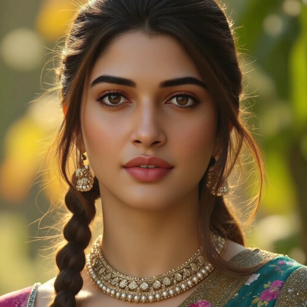 arafed woman in a pink yelllow sari with a necklace and earrings, armpit up, indian girl with brown skin, gorgeous young model, traditional female hairstyles, beautiful young girl, traditional beauty, photo taken with nikon d750, photo taken with nikon d 7 5 0, very beautiful girl, cute young girl, young and cute girl, very pretty model, a beautiful young woman, generate each image with different dress colors, jewelllery