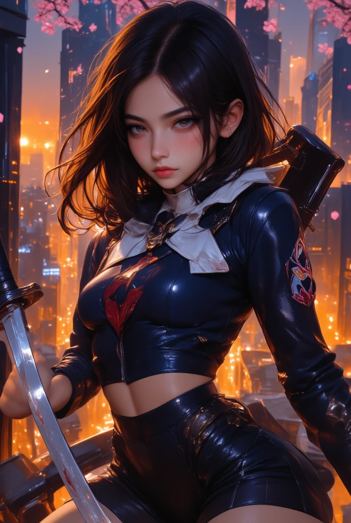 ((best quality)), ((masterpiece)), (detailed), 1girl, flying, wearing torn superhero black custome