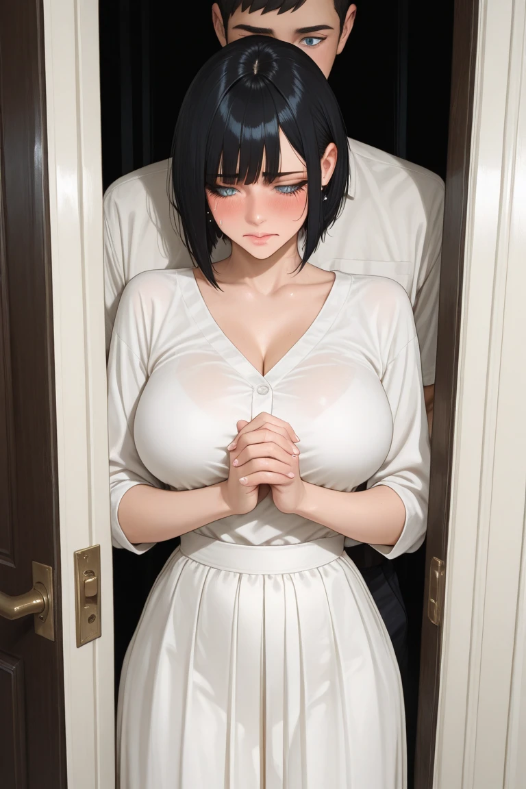 (masterpiece、top-quality、hight resolution、Unity 8k Wallpaper、extremely details CG:1), A mature woman and a young man are in a hotel room discussing the sex they are about to have. She apologetically says, "I'm sorry I'm an old lady. You can have the sex you want," she says. The atmosphere in the room is cozy, and both men are dressed only naked with towels wrapped around them, emphasizing the importance of the occasion and their emotional connection. nsfw, 1boy, 1house wife