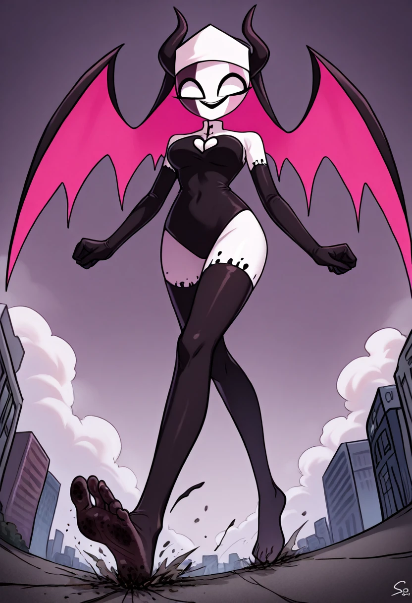 Catwoman and Harley Quinn outfits merged together with a model wearing it 