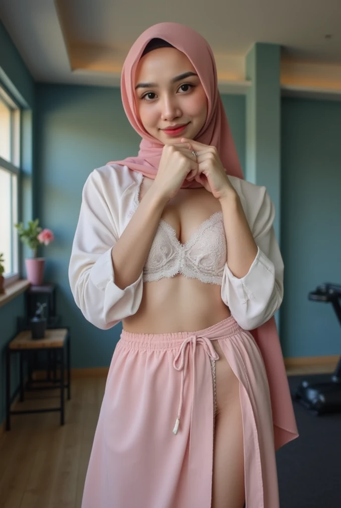 (((HIJAB MALAY GIRL))), masutepiece, High quality, UHD 32K, Realistic face, Realistic skin feeling , A Japanese Lady, 8 years old, Little Girl, Very cute and baby-like face, (((FLAT CHEST))), (MATRIX WORLD), ((look In front  at the camera and SMILE)), (((LITTLE GIRL))), (((CUTE GIRL))), ((TRANSPARENT)), ((PINK LIPS)), ((LACE)), ((TRANSPARENT)), ((FLAT CHEST)).