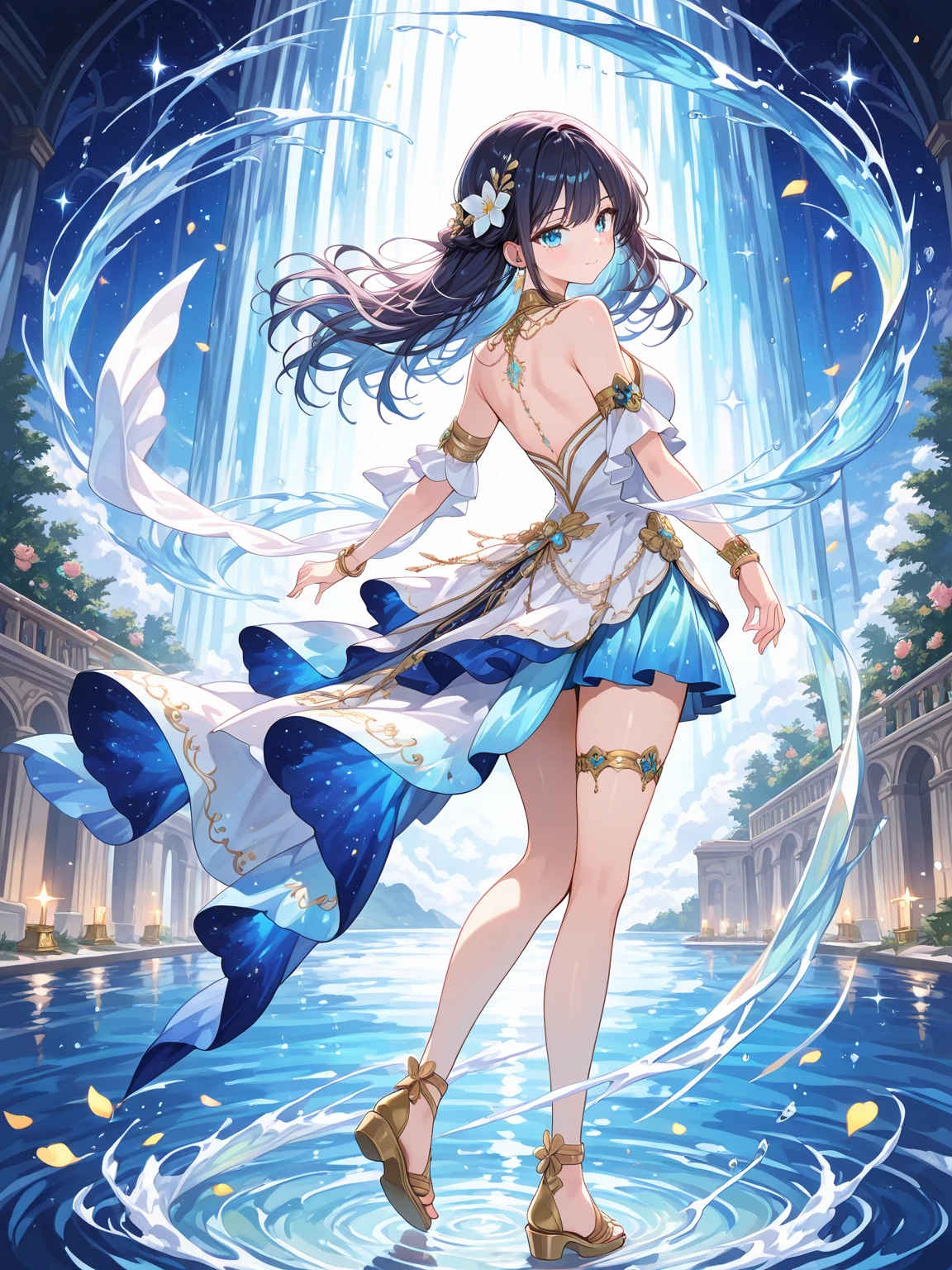 (masterpiece、highest quality:1.35)、(flat color:1.27)、(colorful:1.35)、see the beholder、1 girl、(((solo)))、colorfulな水に浮かぶ、(2D:1.25)、perfect lighting、perfect shading、(real:1.2)、(Maturity:1.37)、dynamic pose、(detailed、complicated)、beautifully、gorgeous stunning、like a movie、Spectacular、(perfect body、perfect legs)、(photorealistic:1.5)、(Maturity: 1.37)、Centered、(sketch、An illustration)、