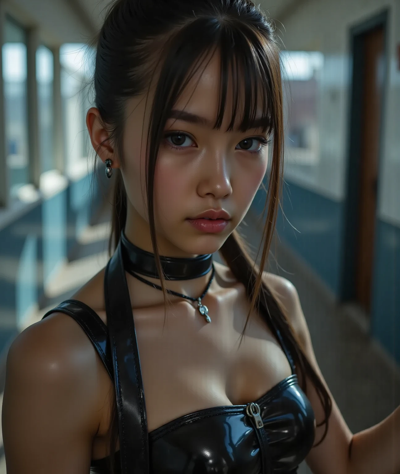 (((Misako Renbutsu)))Beautiful Young Female with (Braided pigtails flowing over the bust) (at Dusk City Street), extremely delicate and beautiful,Outstanding light and shadow,Clear and bright sunlight, Professional portrait (Face Closeup from below), Semi-nude photography, ((backlighting, beltbra)Skinny Shorts)Unbuttoned white shirts, {(Tyndall effect)|lens flare|Shade|bloom|[chromatic aberration]} (Oodles Blurred Colorful Lights (Starry particles)), TopQuality Masterpiece of 8K Ultra-detailed DigitalPainting (by Jeremy Lipking) 