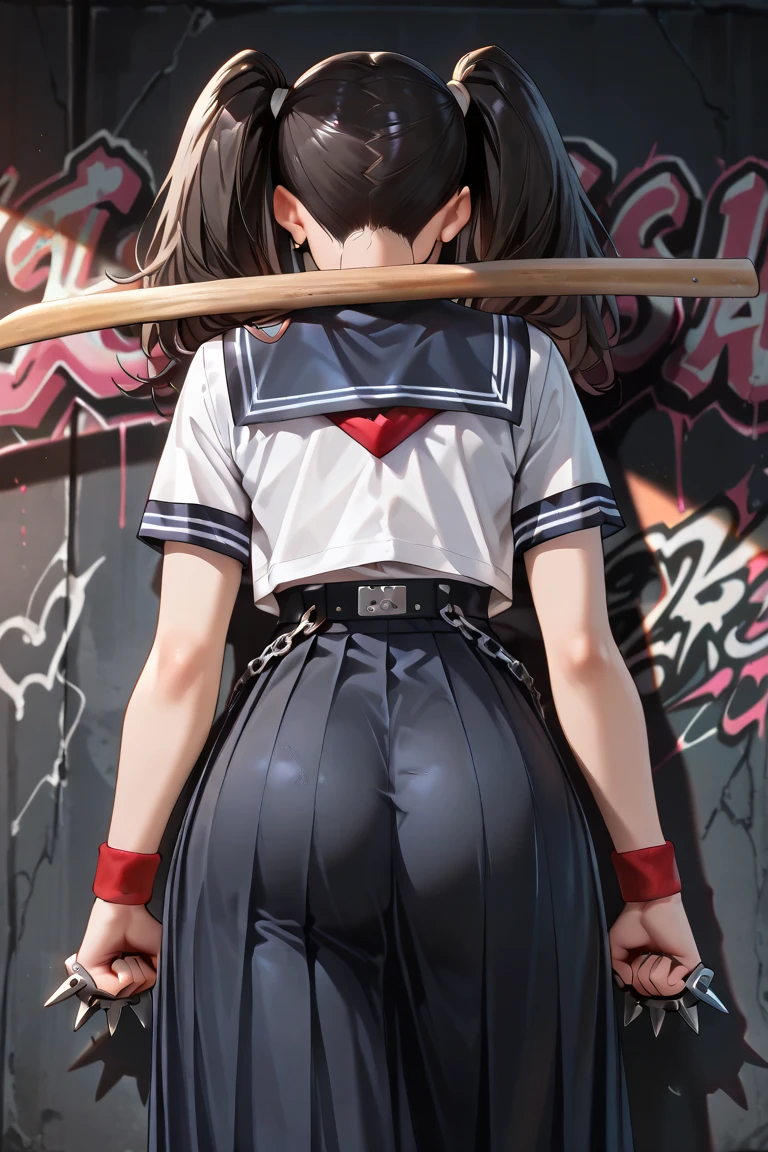 (Highly detailed CG unity 8k), (highest quality)，(very detailed)，(ultra high resolution), 1 female, (sailor uniform:1.4), (rope bondage:1.4), (bind a woman's breasts with a rope;1.3), (bind someone's arms with rope:1.3), (bind someone with rope:1.3), (Knees bind with rope:1.3), (ankles bind with rope:1.3), gag with a white cloth, Dark blue skirt, classroom, (Black Hair:1.4), high school girl, (Black Stockings:1.4), (Black garter belt:1.3), ((Brown Loafers)), Crying face, (hair band:1.4), Blur the background, Blur the background, arms behind back, bound, from behind, OTN,  look over one's shoulder, 