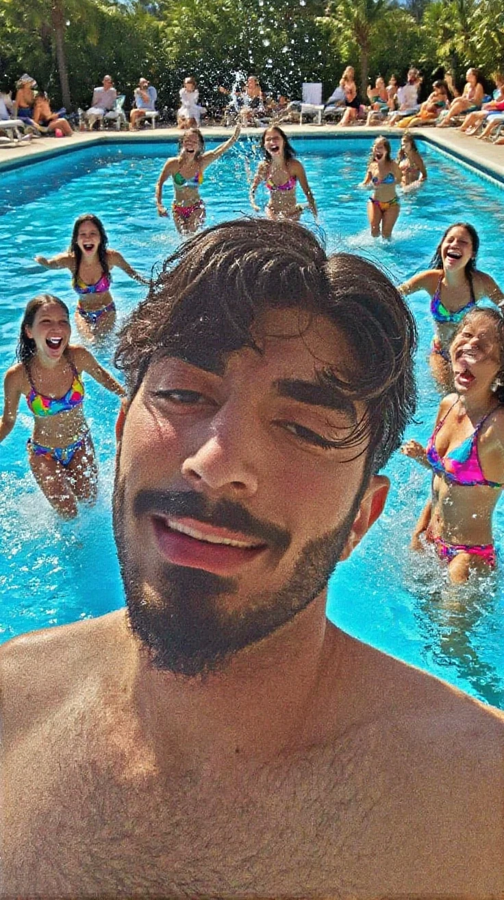 close-up photo of man, shirtless, swim shorts, at a pool, long tongue out, uvula, frontview, <lora:tayhill_xl_1_standard_merger_26_42_96_04_03_03:1>, <lora:concept_tongue_out_xl_1_standard_merger_57_80_04_06:.65>