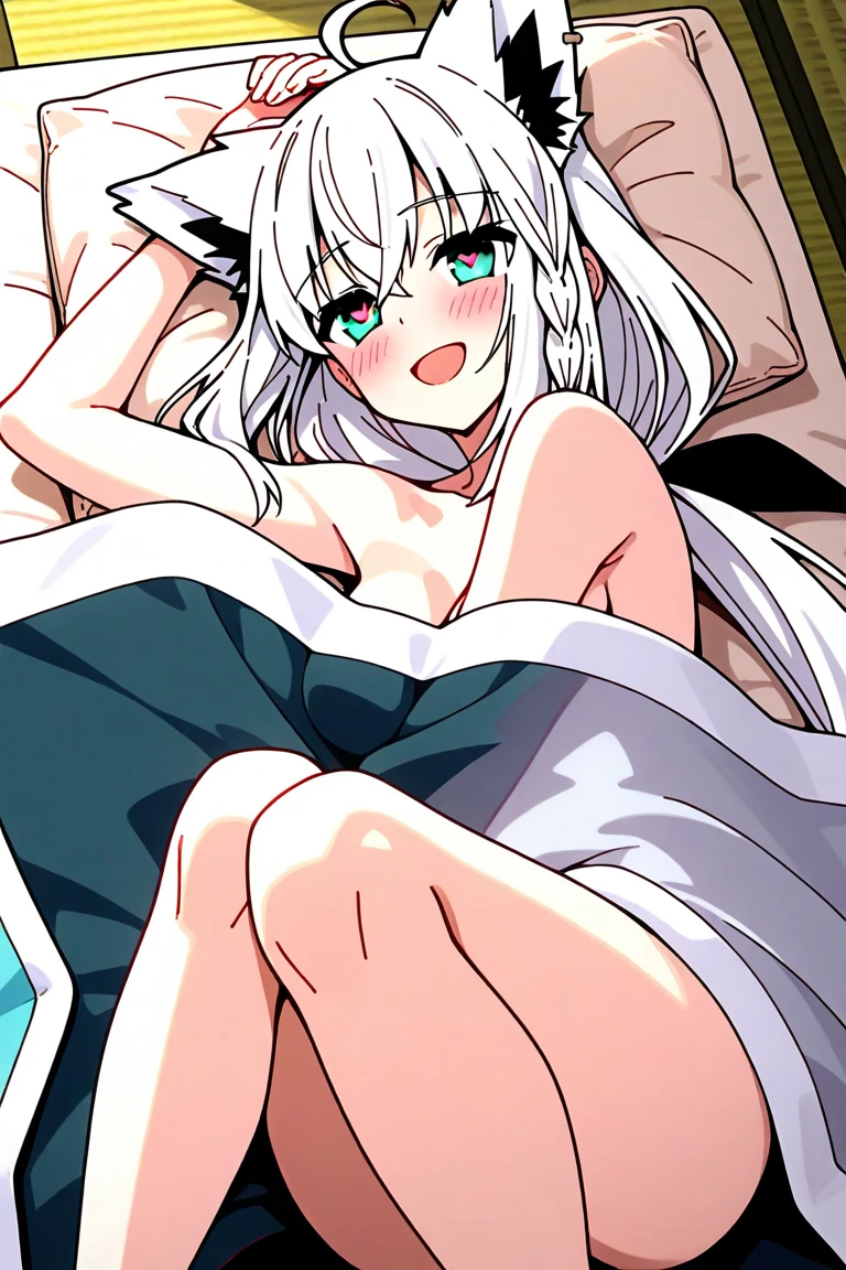 (masterpiece)), ((top-quality)), (The ultra-detailliert), ((kawaii)), cute little, (Wonderful), ((ighly detailed)), 4K、 (8K), top-quality, (Beautiful fece),(((World-class quality))), ighly detailed, hight resolution,、1 girl in、12year old、(very detailed face and eyes:1)、(kawaii:1.4)、Pink effect、shadow effect、(Beautiful)、小柄、(white hair)(Snow white hair with long hair)、((Side tail))Red Eyes、Anime filling、a bed、Top image quality、detail portrayal、(terrified expression)、red blush、(((Lace panties)))、(((Sit up))),(((Fall backwards)))(((Upper body naked)))、Opening Mouth、put out the tongue、(((Futon with stains)))、tits out、Plump body、(((Composition seen from directly below)))、(((put out one's forehead)))、(((lift her hips)))、(((Breast milk drips)))、(((bent forward)))、(((Prone)))、(((Show the soles of your feet)))、(((Show the armpits)))、(((Licking fingers)))、(((drawing knee up)))、(((Tears dripping from the mouth)))、(((Underwear is scattered on the futon)))、