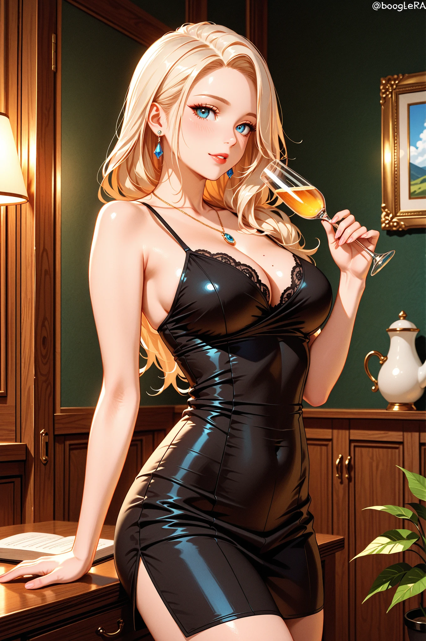 blond woman in a fishnet top drinking out of a bottle, belle delphine, lalisa manobal, gogo dancer, 2 5 yo, misa amane *, misa amane, 20yo, 2 0 yo, in a strip club, lalisa manoban of blackpink, 1 8 yo, with a drink, taken in night club