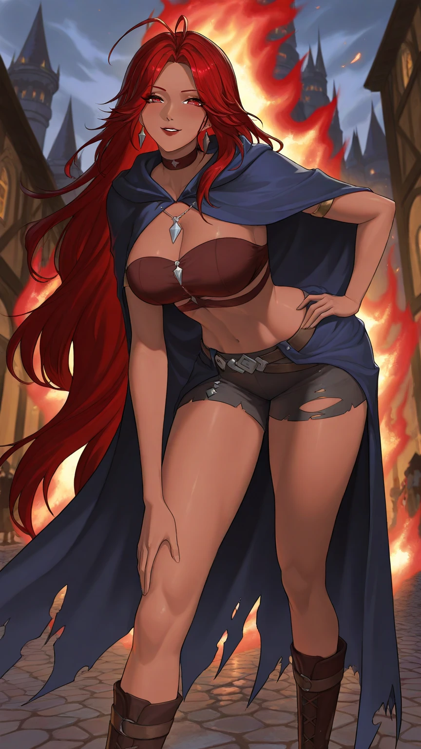a close up of Mei Terumi from Naruto with red hair, sexy body, large breasts, beautiful character painting, guweiz, artwork in the style of guweiz, red haired deity, by Yang J, epic exquisite character art, stunning character art, by Fan Qi, by Wuzhun Shifan, guweiz on pixiv artstation