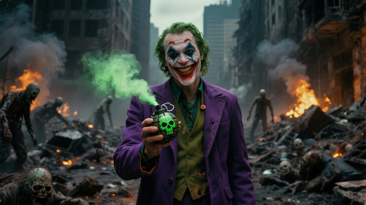 (Best quality, 8k, 32k, Masterpiece, UHD:1.2), "Transform the scene into a post-apocalyptic Gotham City, inspired by the nightmarish timeline from Zack Snyder's Justice League. Picture a cityscape shrouded in darkness and chaos, with towering skyscrapers partially collapsed, their steel frames exposed and crumbling. The streets are littered with debris, abandoned vehicles, and remnants of past conflicts.

The sky is overcast with a perpetual, ominous gray, casting a somber light over the ruins. Fires burn in the distance, their smoke mingling with the oppressive atmosphere. The iconic Bat-Signal, broken and flickering, casts a haunting glow across the desolate city.

Buildings are covered in graffiti, and posters of missing persons are plastered on walls, hinting at the despair and struggle of the remaining survivors. The streets are devoid of life, save for the occasional scavenger or lurking danger. The once-bustling metropolis is now a ghost town, echoing with the memories of a lost civilization.

The setting should evoke a sense of desolation and unease, capturing the grim and haunting environment of a Gotham City ravaged by apocalypse and conflict, where hope is a distant memory."