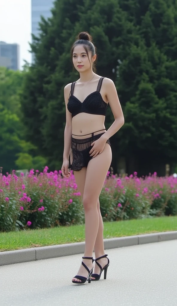 ((Top Quality, 8k, Masterpiece: 1.3)), Sharp Focus: 1.2, Beautiful Women in Perfect Style: 1.4, Slender Abs: 1.2, ((Dark Brown Hair, Big: 1.2)), (Natural Light, City Street: 1.1), Highly Detailed Face and Skin Texture, Detailed Eyes, Double Eyelids, Underwear Figure, Full Body