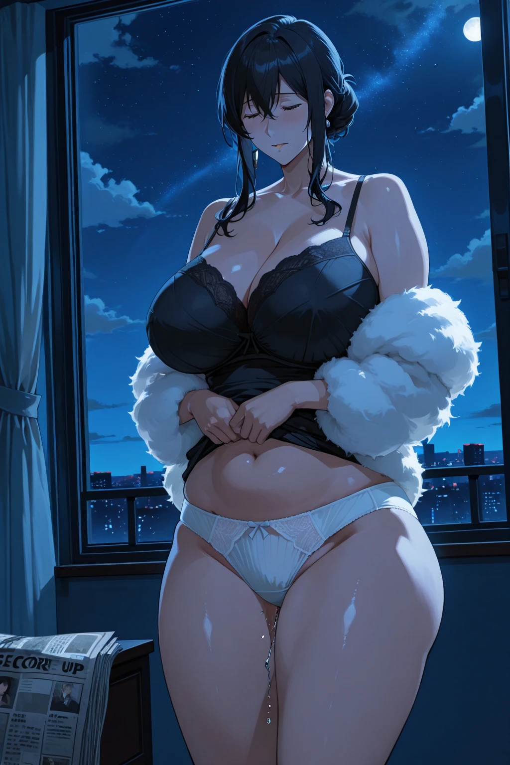 aki Nishikino、(((ultra high definition))), ((living room with large window)), ((There is only one woman)), ((very realistic)), (sitting on the sofa), (40 year old mature woman wearing kinky underwear), (((Panties are completely wet))), sit on a chair with your legs wide apart.、M-shaped legs、best quality, thighs、laugh, blouse,black bra、black panties, thighsと股間が蒸れてる 、big ass、太いthighs、Woman feels sexually aroused、(((club with lights))), reach orgasm, Big tits and ass, Lethargic expression after orgasm, (Knees wide open), ((crying very much)), ((Big tits and ass)), (((The area between the pelvises was completely exposed.))), ((My whole body is wet with water.)), 