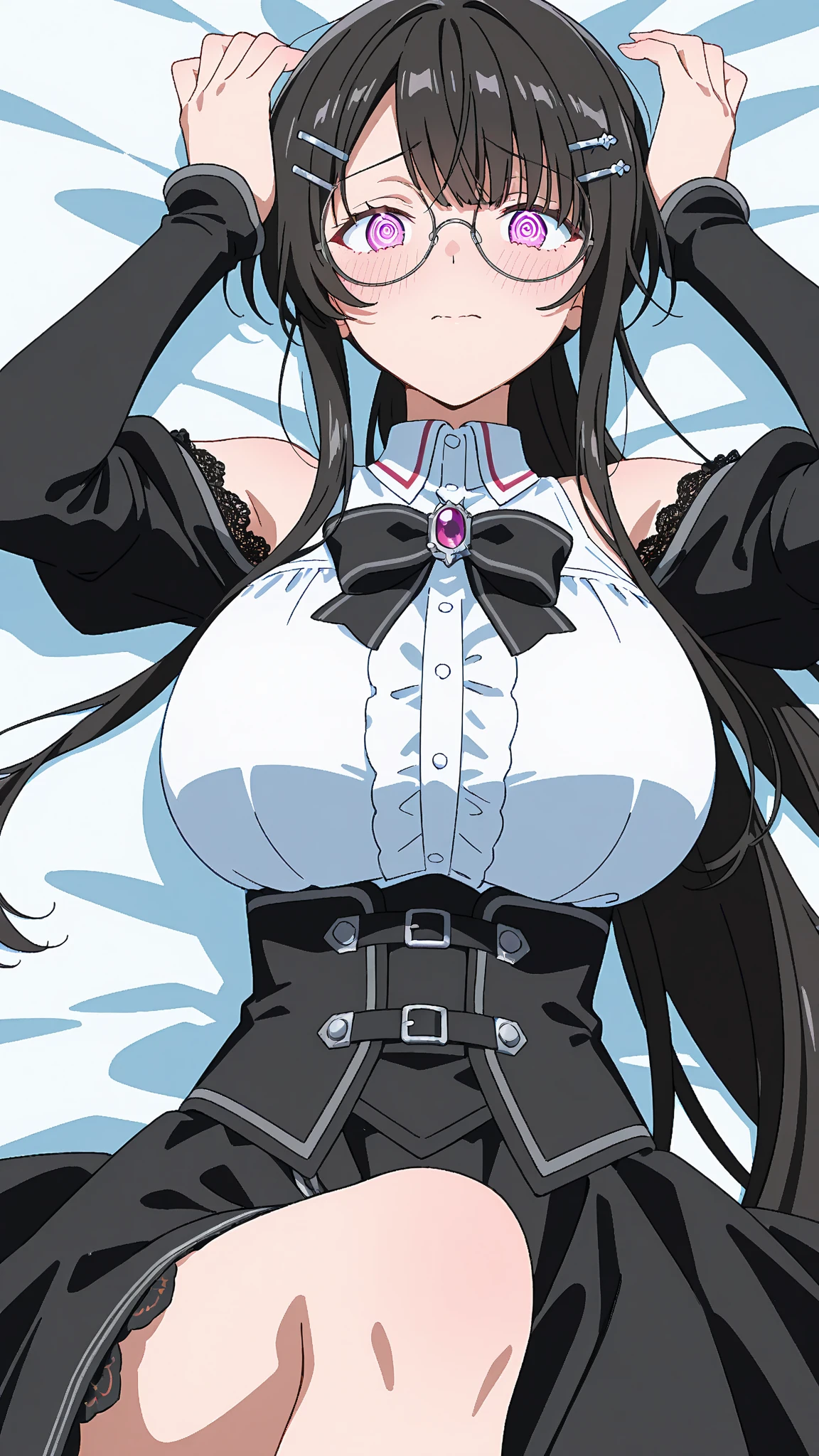 Hinata Hyûga mesure environ 160 centimètres. yeux nacrés ,ses cheveux noirs Raides , coupe avec frange, qui atteignent la longueur de ses épaules, teint pâle , collants noirs, couettes, tailleur de secrétaire sexy, tailleur, chemise étroite blanche