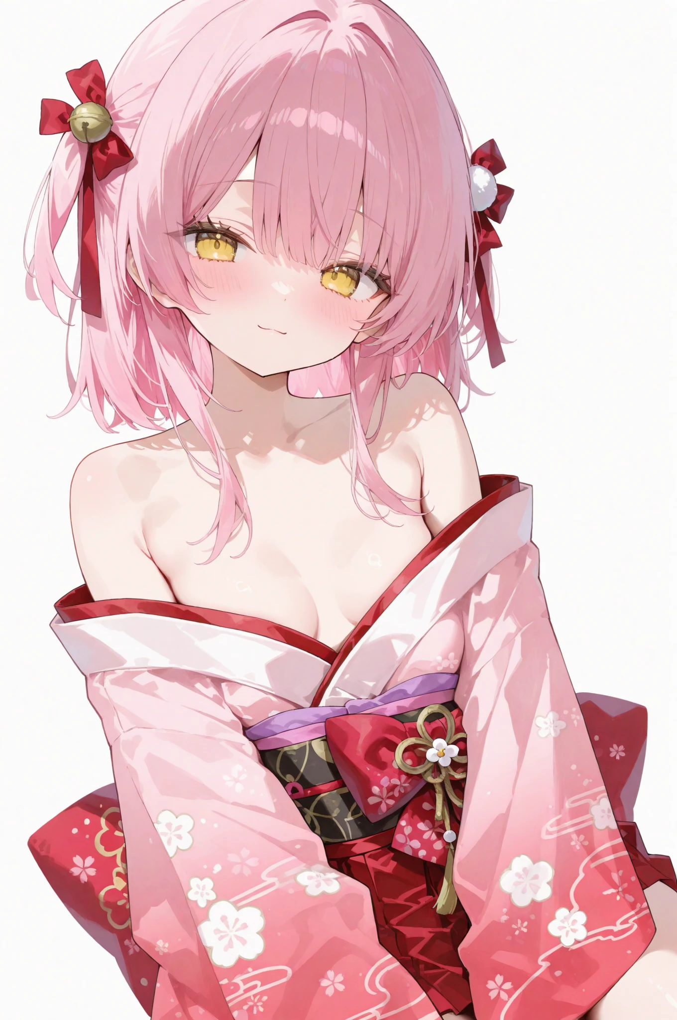 One girl, Realistic, (View your viewers:1), (Urzan-6500:0.66), Thighs, just legs, Speckled sunlight, Highest quality, Ultra-high resolution, (photoRealistic:1.4), Miko Yae, Fox Ears, short hair, pink hair, yes_cherry blossoms, jewelry, cherry blossoms, (smile:1), just_shoulder, hair_ornament, purple_eye, , independent_sleeve, , detailed eye,, (light smile:1), , (Small breasts:1.4), , (just upper body:1.4), Put your arms behind your back,((Toddler girl)) ((5 years old))((naked)) ((nsfw))長いhair