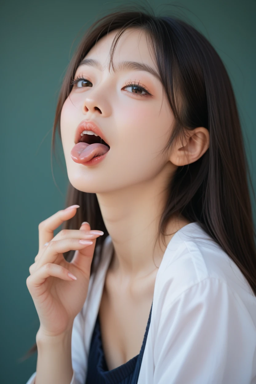 Beautiful, long and shapely tongue,、the tongue is very wet、Not wet except for the tongue