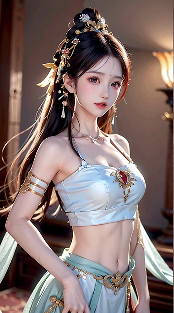 1 very beautiful girl in aozai dress, thin pink silk shirt with many white motifs, white lace top, long bangs and long ponytail in purple platinum, gorgeous hair jewelry, pretty face and cute, flawless face, earring jewelry, neck jewelry, beautiful eyes drawn meticulously, meticulous makeup, thin eyebrows, pretty, no smile, pursed lips, rosy cheeks, flat breasts, smallest breasts,tiny bust, slim waist, purple mesh socks, fictional art patterns, vivid colors and legs real, RAW photo, realistic photo, ultra high quality 32k surreal photo, (fantasy light effect: 1.8), 10x pixels, magic effect (background): 1.8), super detailed eyes, beautiful girl upper body portrait, girl alone, looking directly at the audience, wide original photo, 8k quality, super sharp, most detailed and clear picture, bright colors , even light, detailed light background,Beautiful Vietnamese girl wearing ao dai,Thoughtfulness,Personality,Elegance,Kindness,The chest area of the costume is wide open.,The navel and surrounding area are exposed,Shoulders exposed,Facing forward,No makeup,sobriety,16 year old beautiful girl,Small breasts,Small bust,Slim figure,Flat Chest,No lip,Looking straight ahead and glaring,Beautiful nipples,