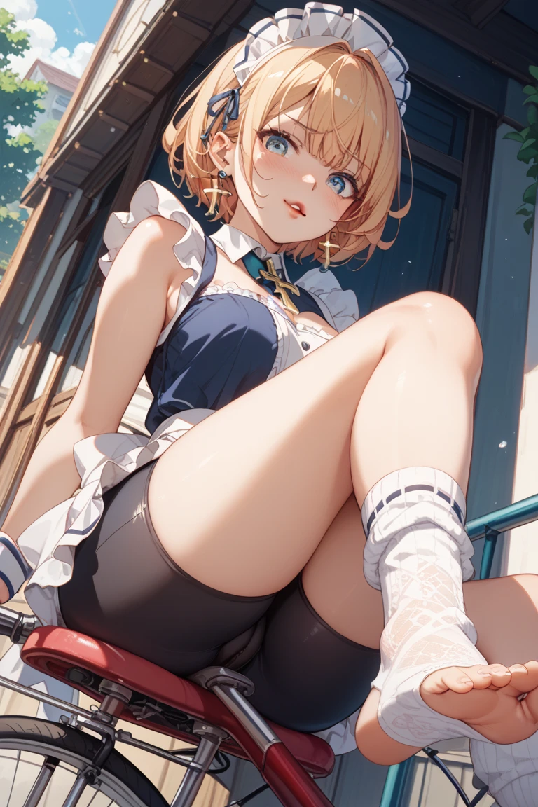 highest quality、masterpiece、Ultra-high resolution、(Character Focus、breast focus,whole body), (One Girl: 1.4)、Anime 2D Rendering, Realistic young anime woman、
Five Fingers, Perfect Face, Beautiful fine details, Beautiful body, Beautiful thighs, Beautiful feet, White beautiful skin, 
Blonde、(short hair)、dark red eyes、
((Sleeveless high neck sweater dress)、Black Pantyhose、High heels)、
Face towards the viewer、A pretty face and a charming smile、(Are standing:1.4),