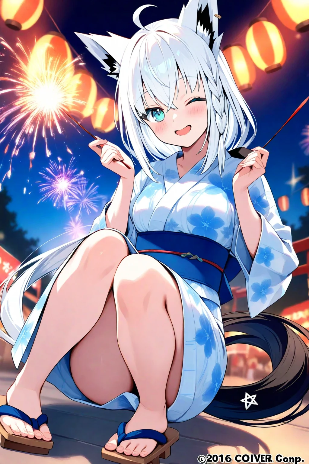 yukata, night, fireworks, Having sex, rape、rape、gigantic sagging breast, ahegao, cry, Drooling, Sexual climax、